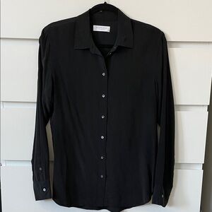 Everlane The Relaxed Long Sleeve Silk Shirt, Black, Size 8